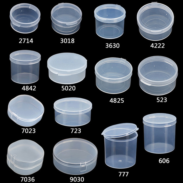 10pcs Round Clear Plastic Containers Beads Crafts Jewelry Display